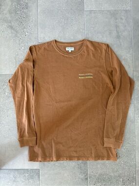 NWOT Banks Journal Men’s Long Sleeve Tee in Chestnut Brown 100% Organic Cotton